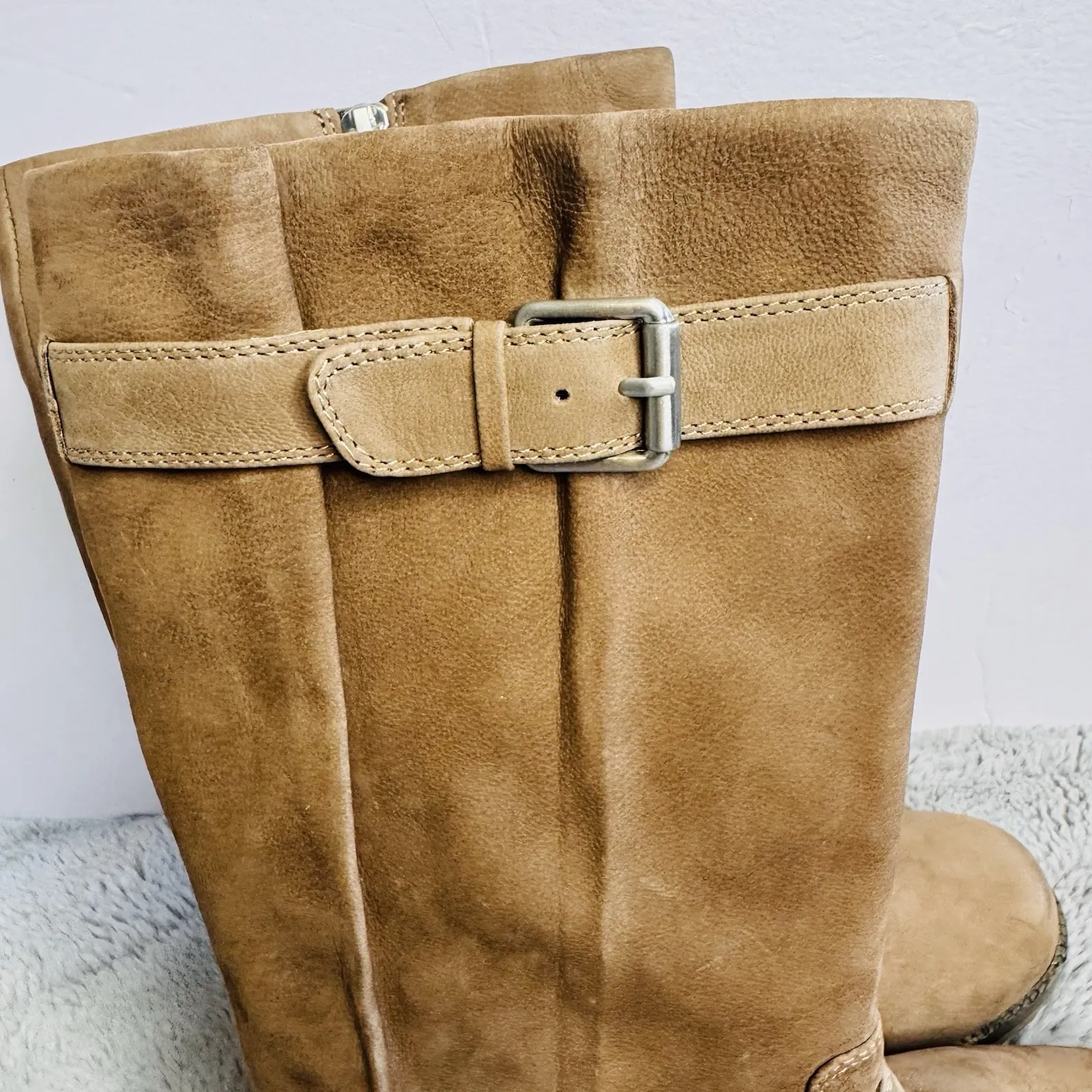 Gentle Souls by Kenneth Cole Women's Buckled Up Moto Boot Size‎ 7M Tan Brown - Image 9