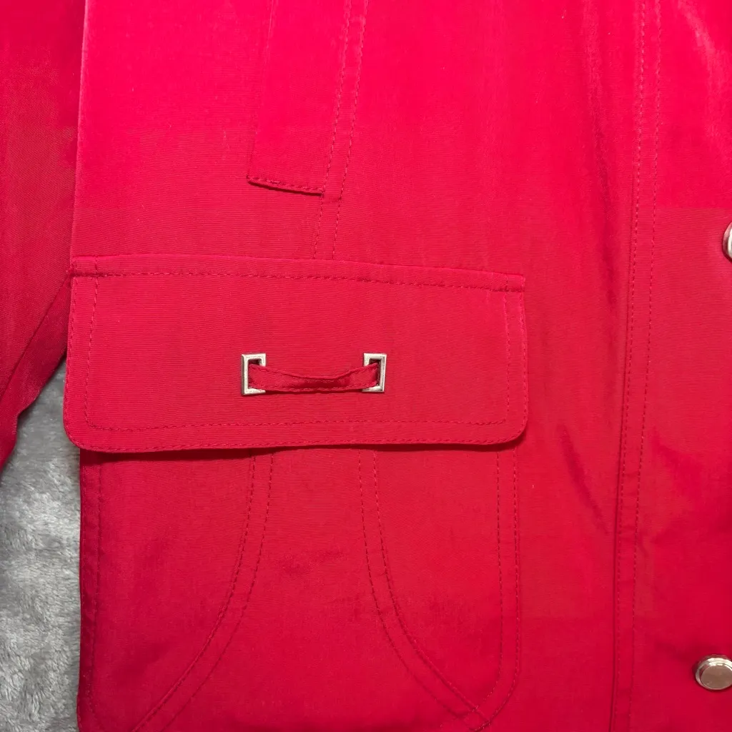 Gallery Jacket Removable Hood Women M Red Zipper & Snap Close Inner Pocket Flaw - Image 4