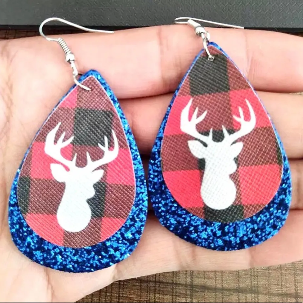 Boho Vegan Leather Holiday Earrings - Image 4