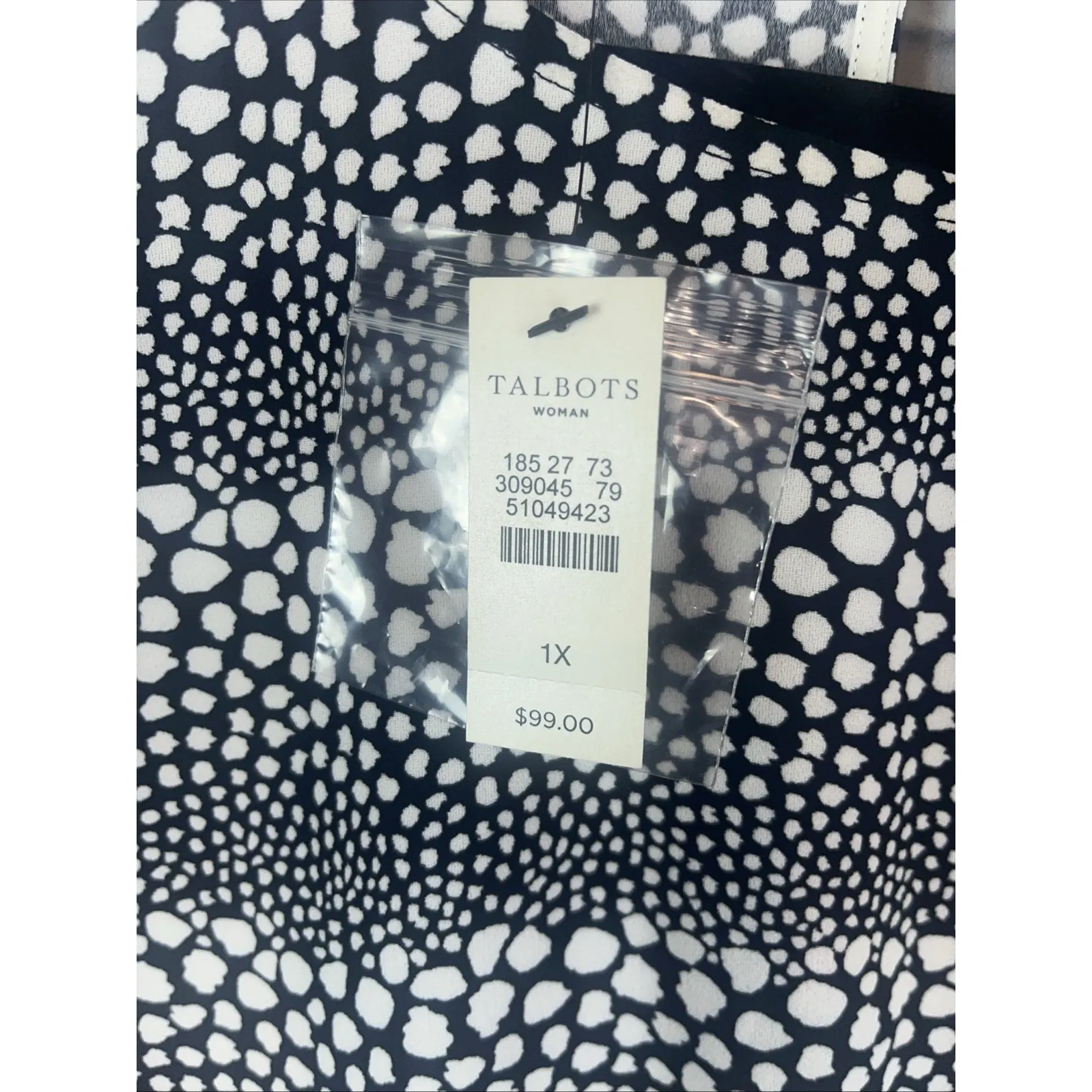 Talbots NWT Women's Career Chic Print Tie Waist Flattering Blouse Size 1X - Image 4