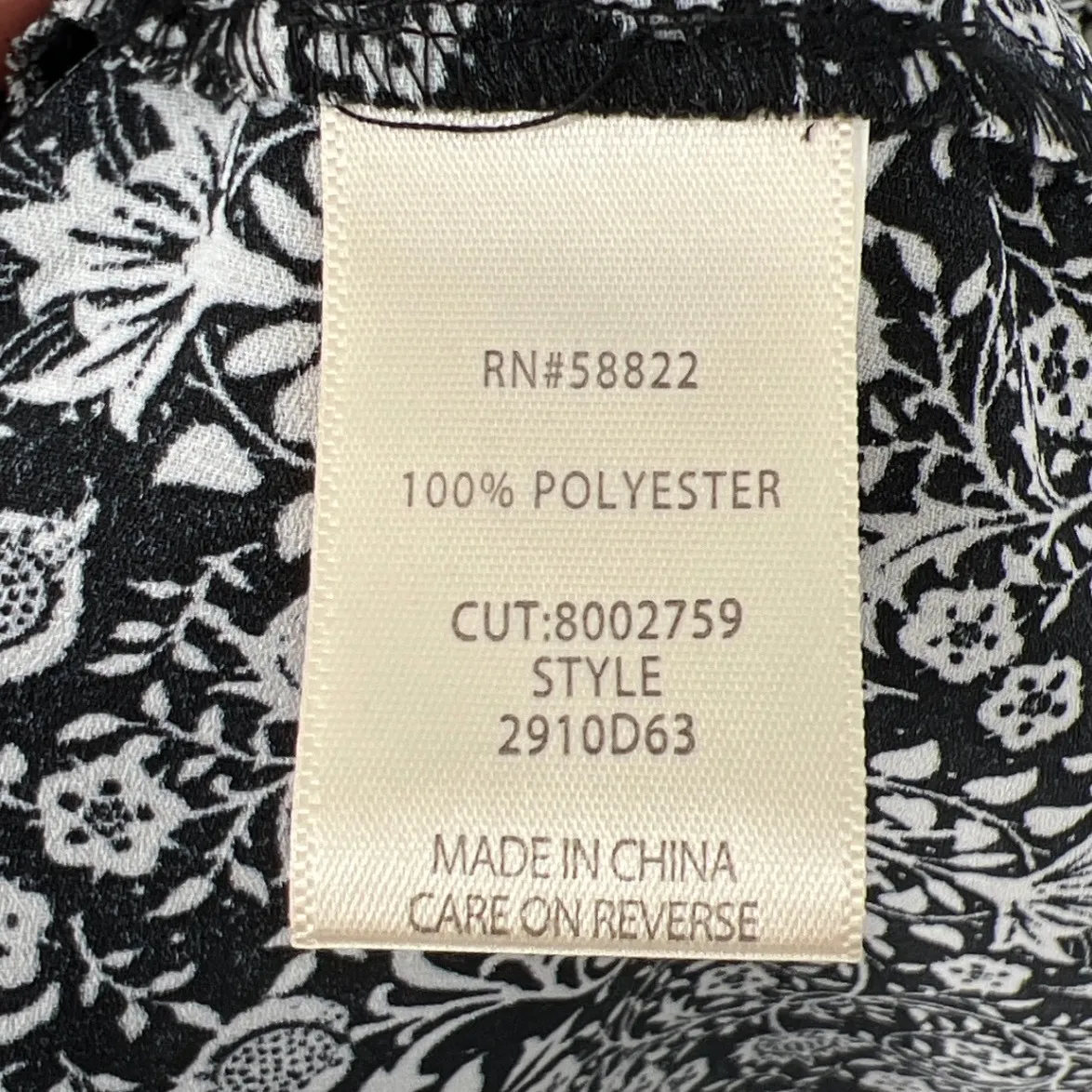 Max Studio London Floral Shirt Dress XL Black White Long Sleeve NWT Tie Waist - Image 8