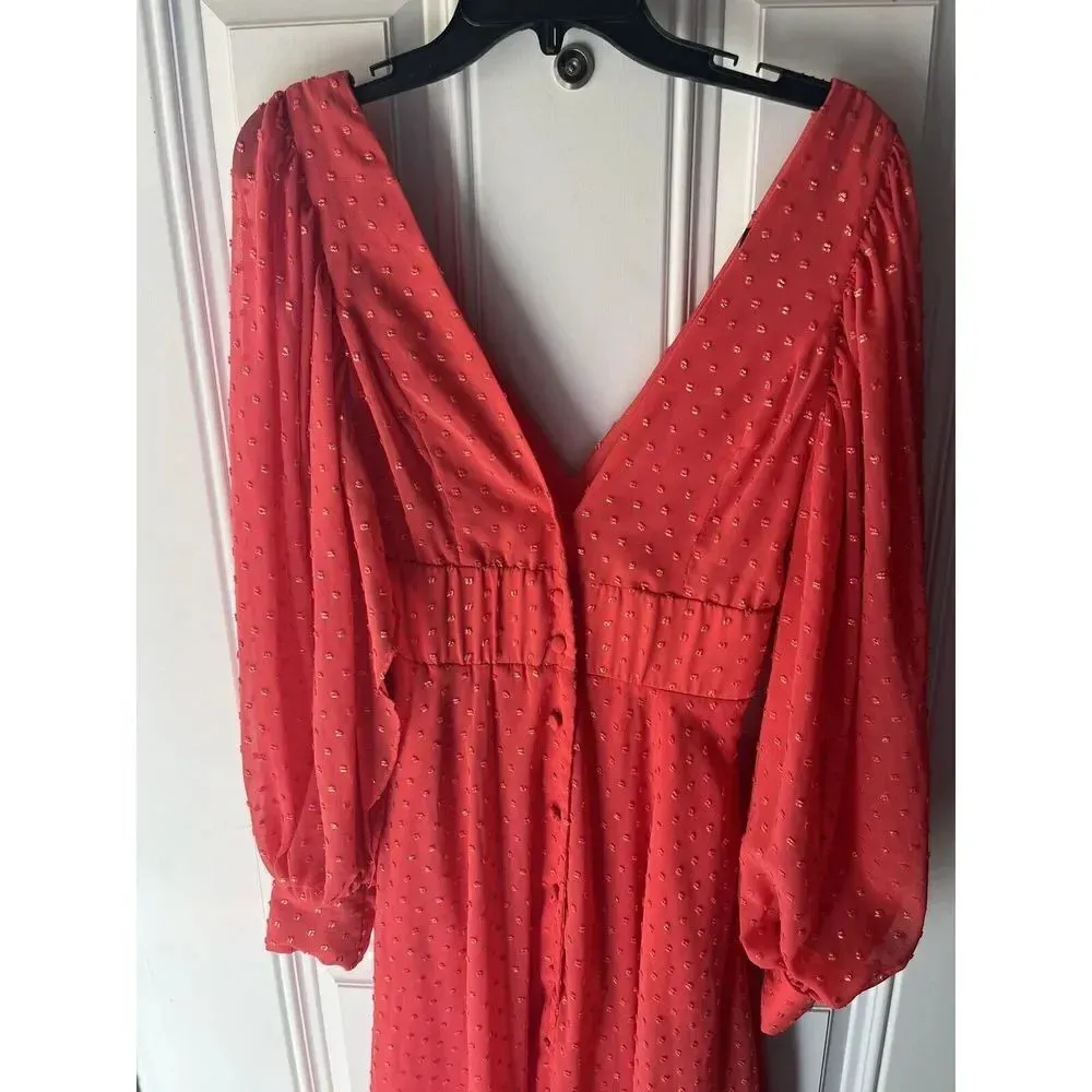 Kimberly Goldson NEW Lesli Jacquard Maxi Dress SIZE Xs WOMENS Coral Gold Pink - Image 8