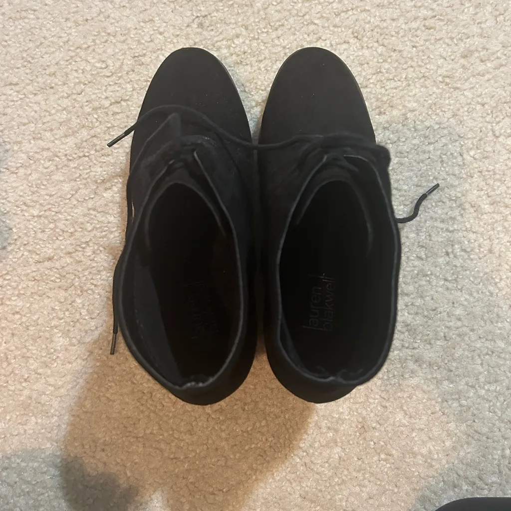 Black Wedge Ankle Boots Size 7.5 - Image 3