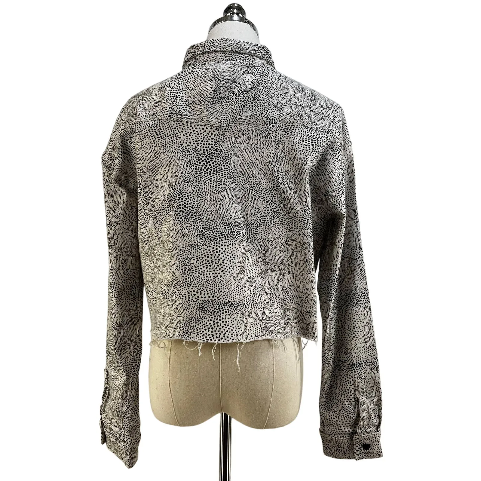 GRLFRND Christy Jacket Stretch Denim Crop Top Animal Attraction White Black - Image 10