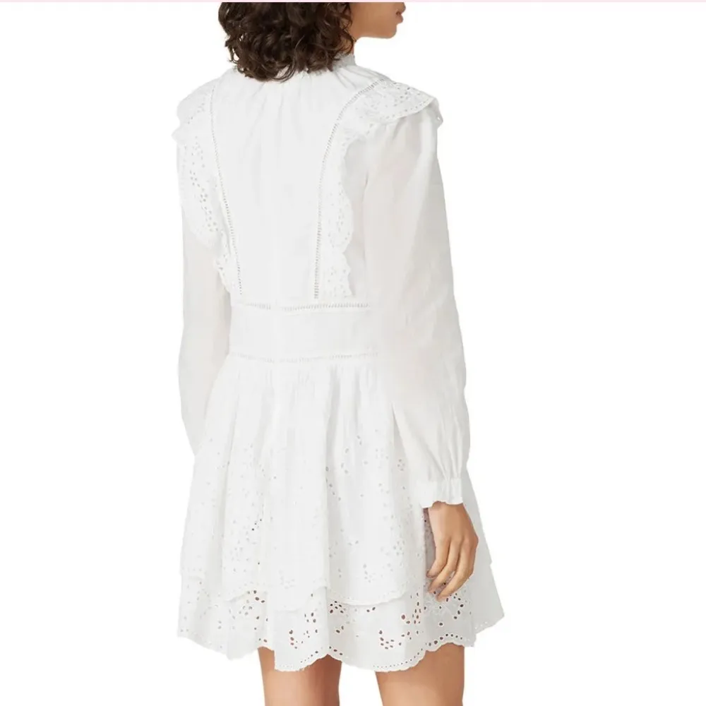 ALLSAINTS Aislyn Long Sleeve White Mini Dress w: Broiderie - Sz. 8 - Image 8