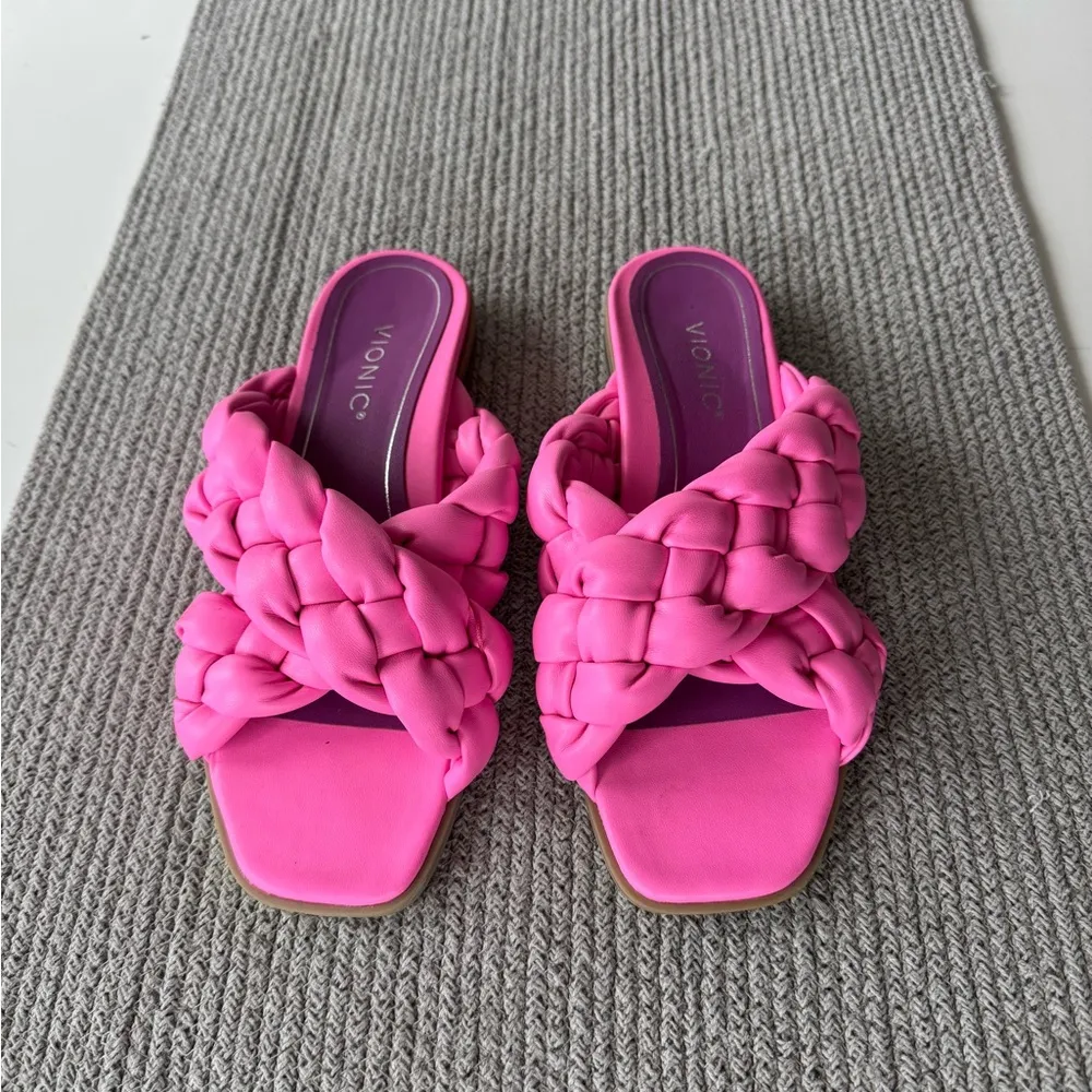VIONIC Kalina Hot Pink Fuschia Puffy Braided Arch Support Sandals Size 8 NWOT - Image 13