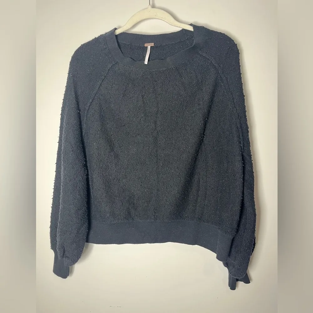 Free People Found My Friend Pullover Black Sz Small Cotton Blend Sweatshirt - Image 13