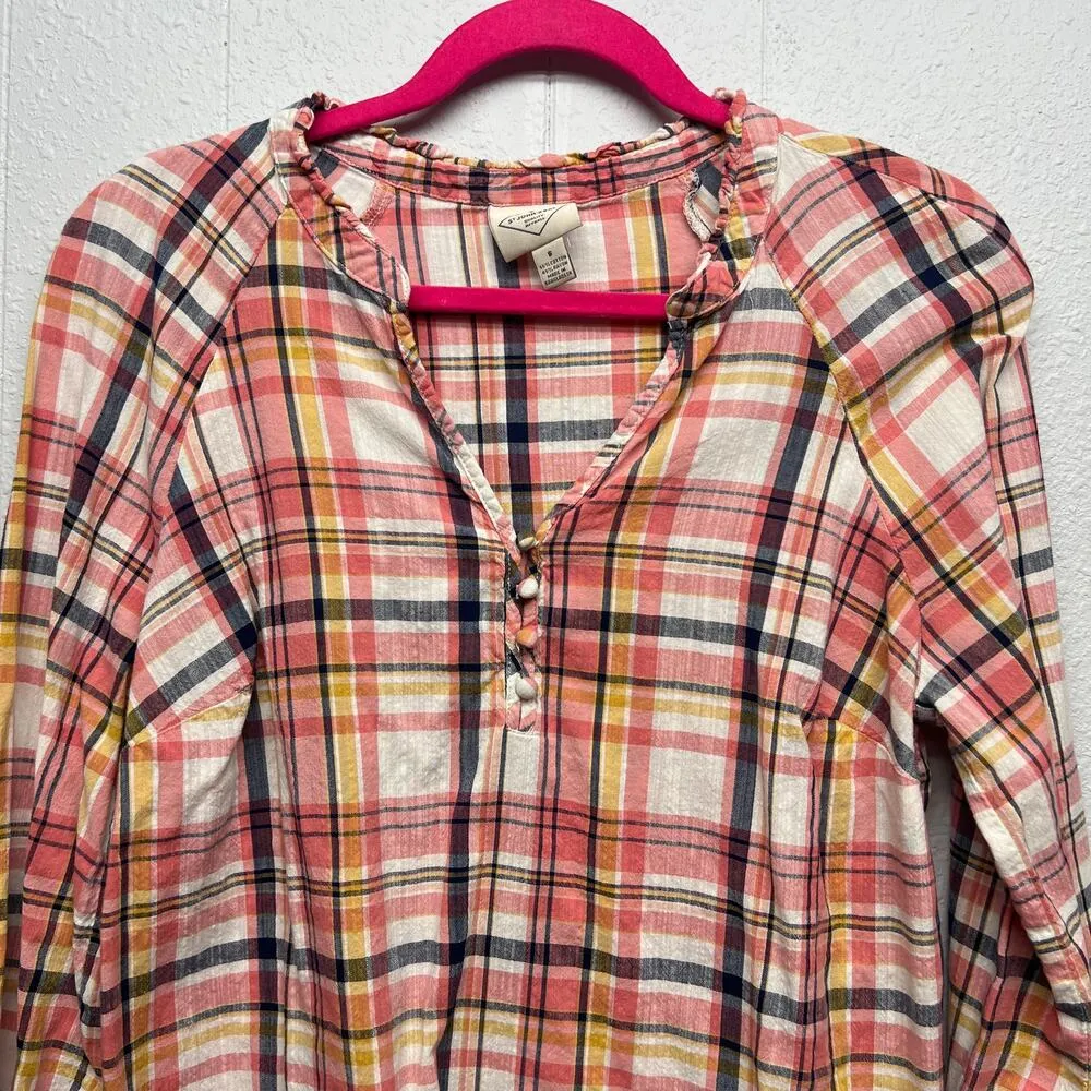 St.John's Bay Western Rodeo Coastal Cowgirl Breathable Womens Plaid Shirt Small - Image 3