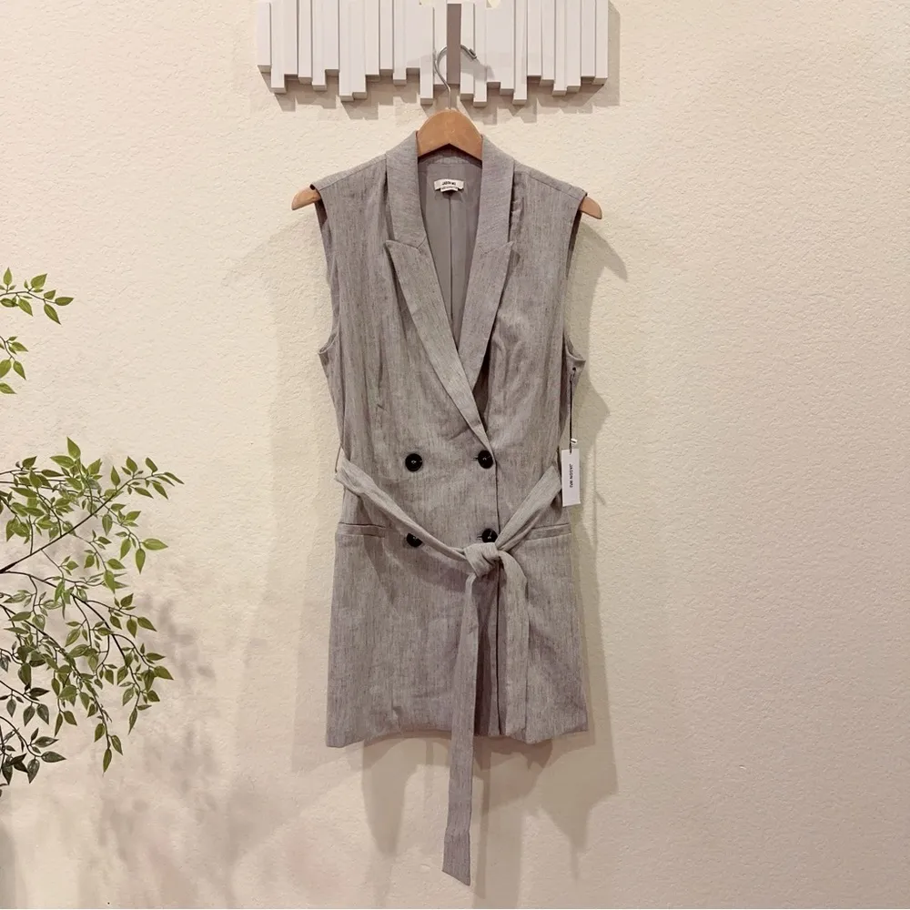 Jason Wu Feather Grey Sleeveless Double Button Vest Dress with Belt Size M NWT - Image 2