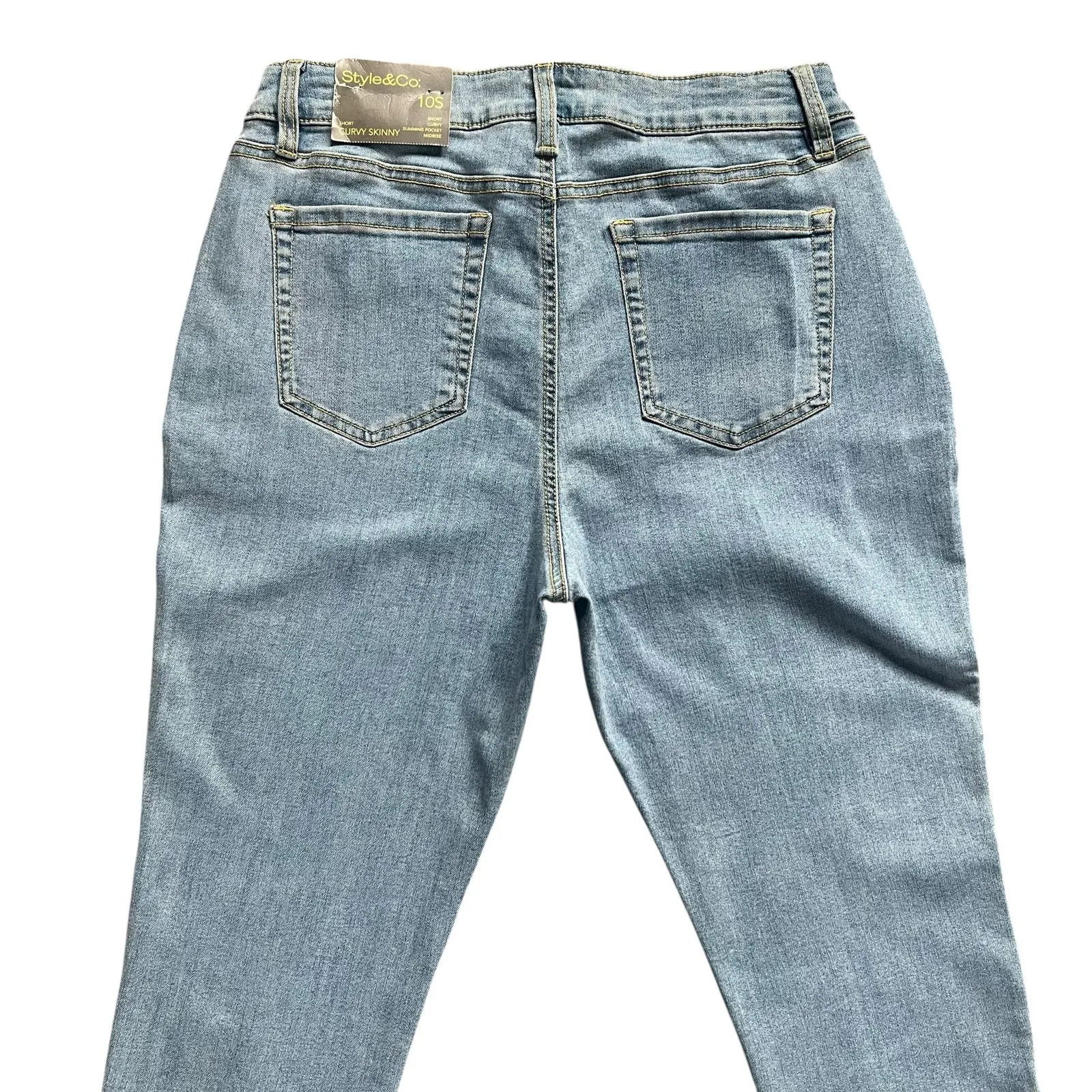 Style & Co Womens Mid-Rise Curvy Skinny Jeans 10 Short Light Wash - Image 5