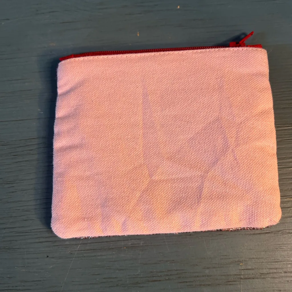 Pink Beaded Strawberry Coin Purse Red - Image 2