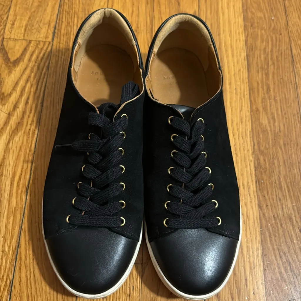 Sezane Jack trainers in black suede and leather size 40 US 9 tie sneaker city - Image 7