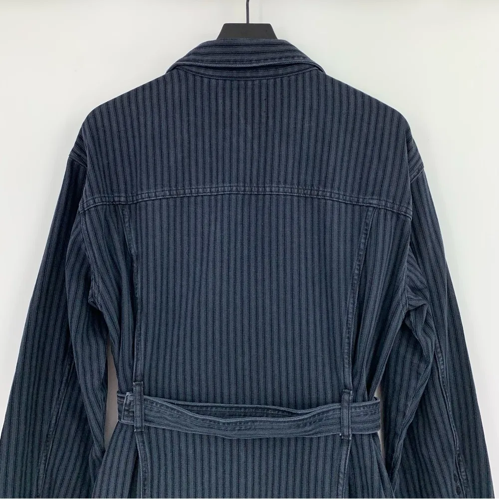 ÉTICA Joelle Jacket Denim Dress in Navy Blue Night Stripe S - Image 11