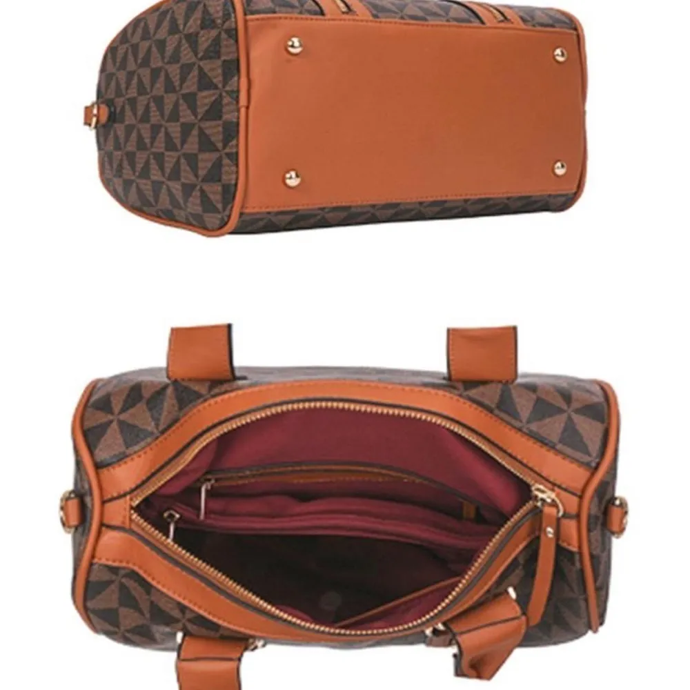 Vegan Leather Brown Handbag With Wallet - Image 2