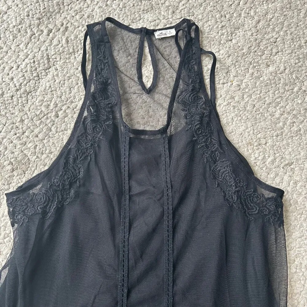 Hollister sheer black tank top tunic with cami women size medium whimsigoth - Image 4