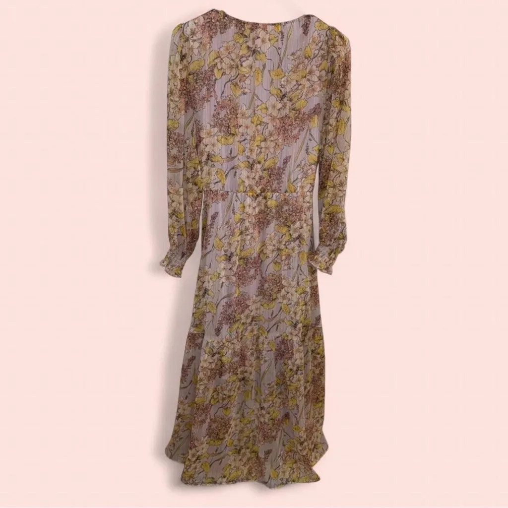 LC Lauren Conrad Long Sleeve Floral Dress - Lavender and Yellow - Image 8