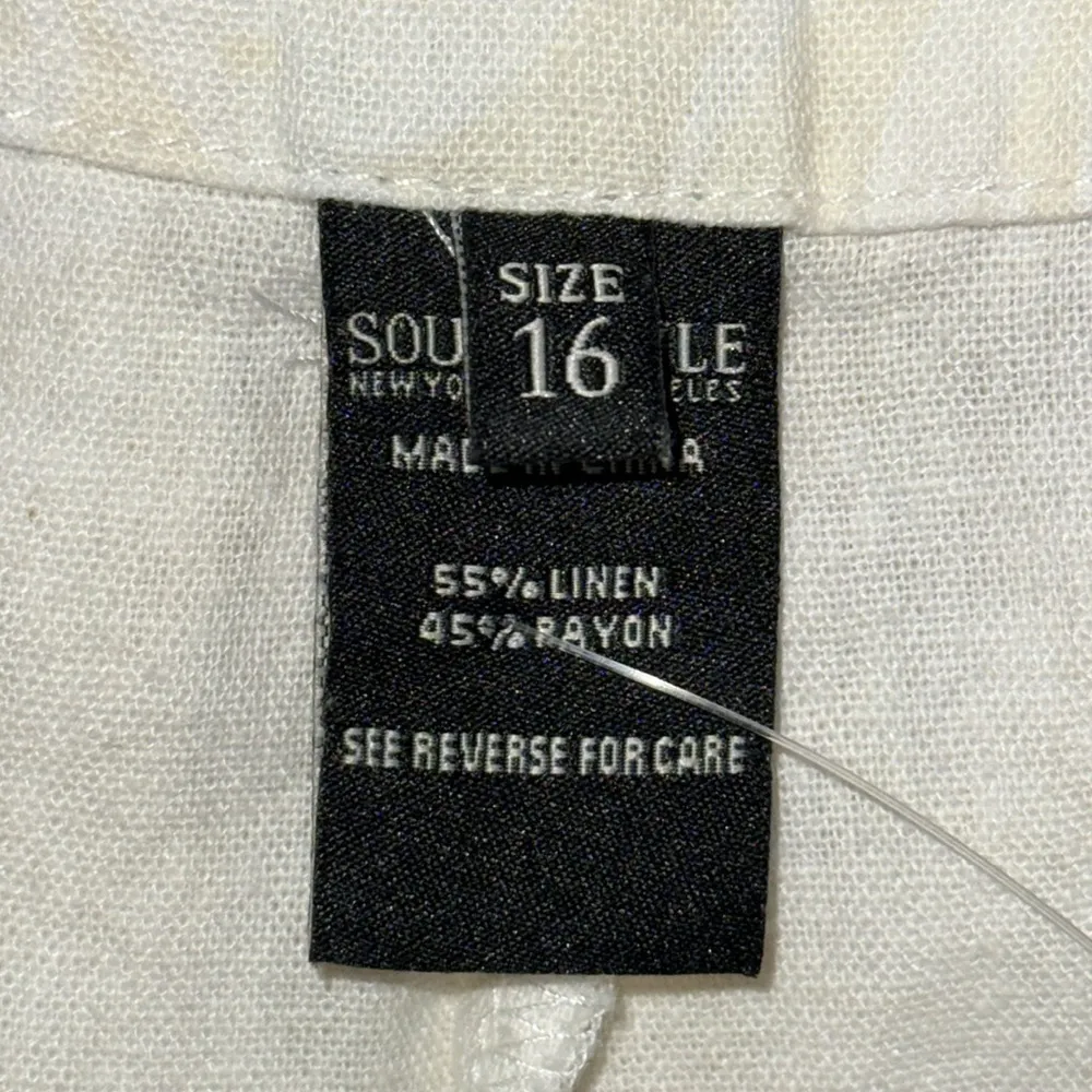 SoundStyle Linen Blend Wide Leg Pants Trousers Sand Palm Print Women’s 16 - Image 13