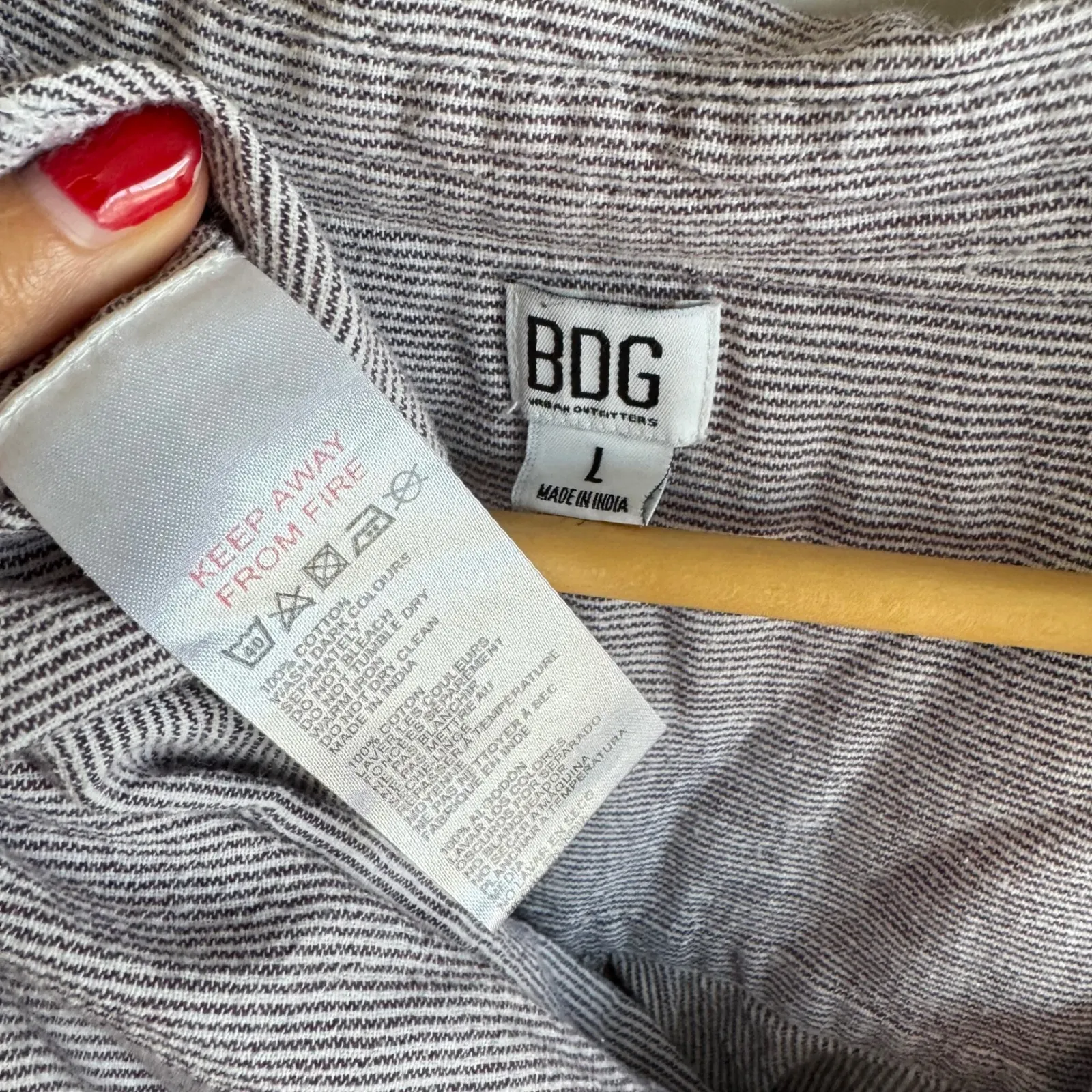 BDG Urban Outfitters Striped Shirt Long Sleeve Button Down‎ Pocket Oversized L - Image 3