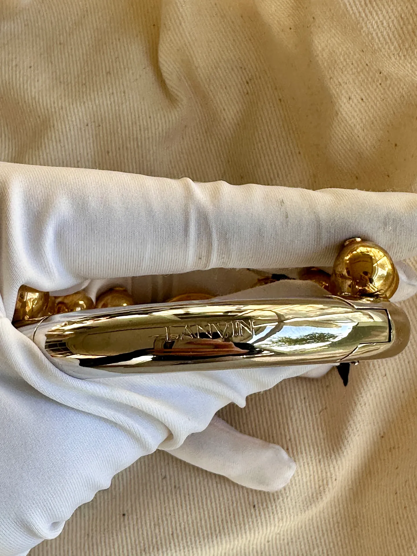 NWT LANVIN Arpege Gold/Silver Tone Embellished Crystals Bangle OS/Magnetic Multiple - Image 3