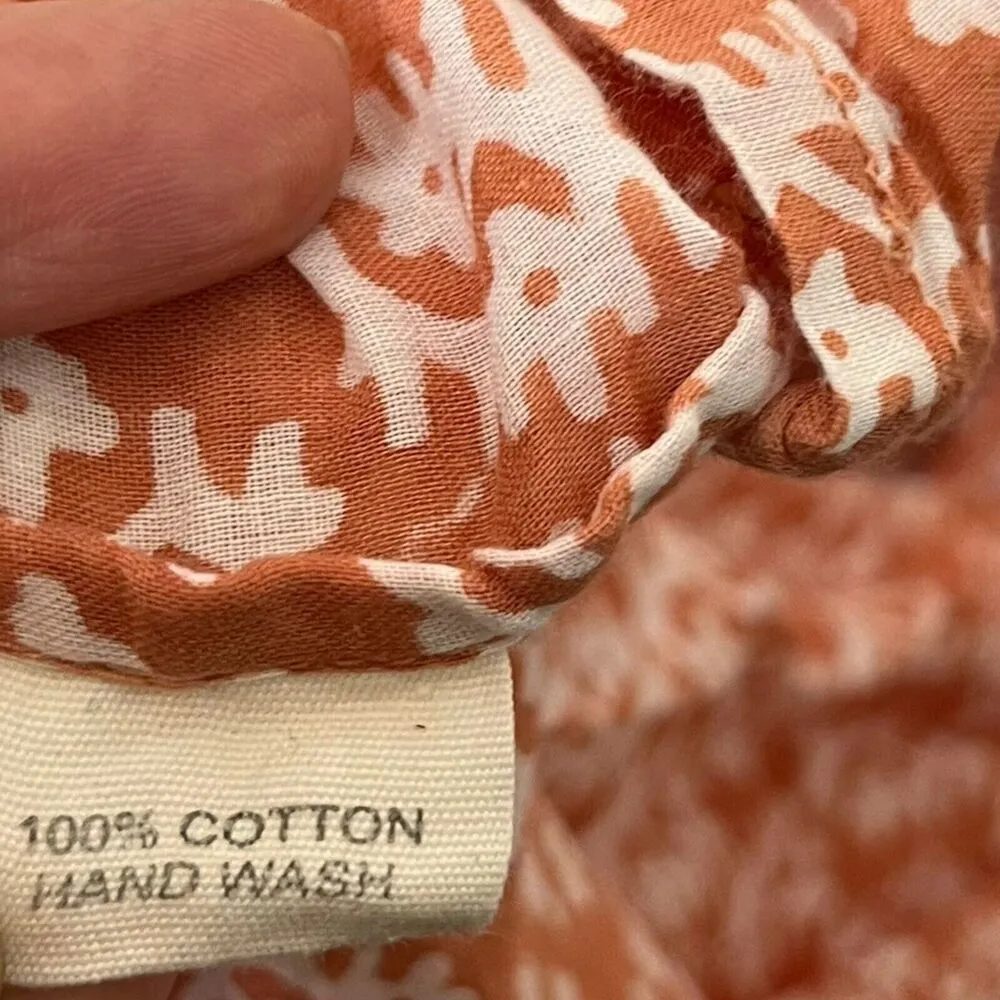 Matta Sabina Greece Midi Dress Rust Printed Short Sleeves Cotton Womens Sz XS Orange - Image 8