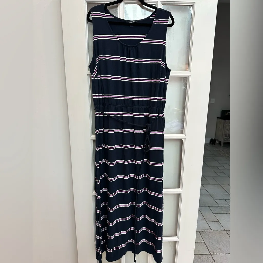Lands’ End Nautical Coastal Striped Navy Sleeveless Maxi Dress Plus Size 2X - Image 10
