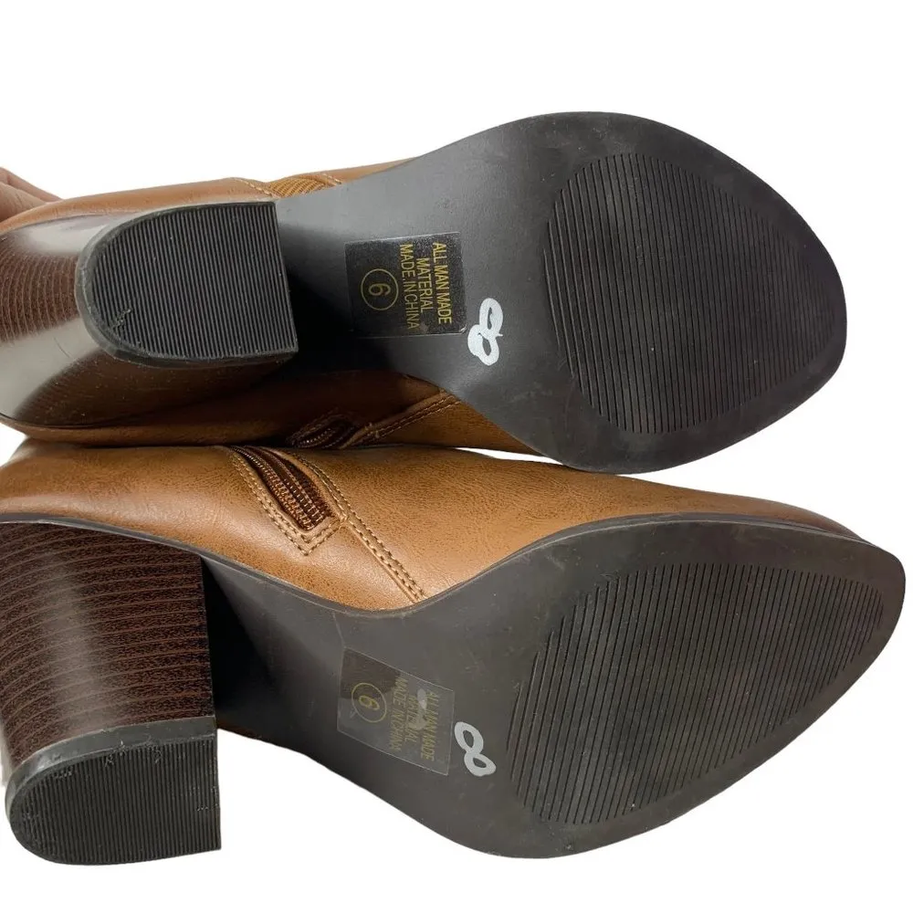 City Classified Ankle Boots Bootie 6 Brown Almond Tow Side Zip Black Heel NEW - Image 7