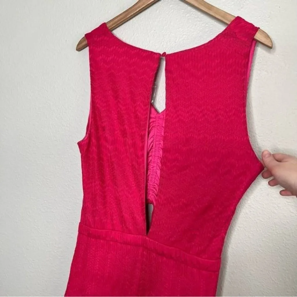 Lovers and friends Sharon hot pink cut out sleeveless jumpsuit size XL chevron - Image 6