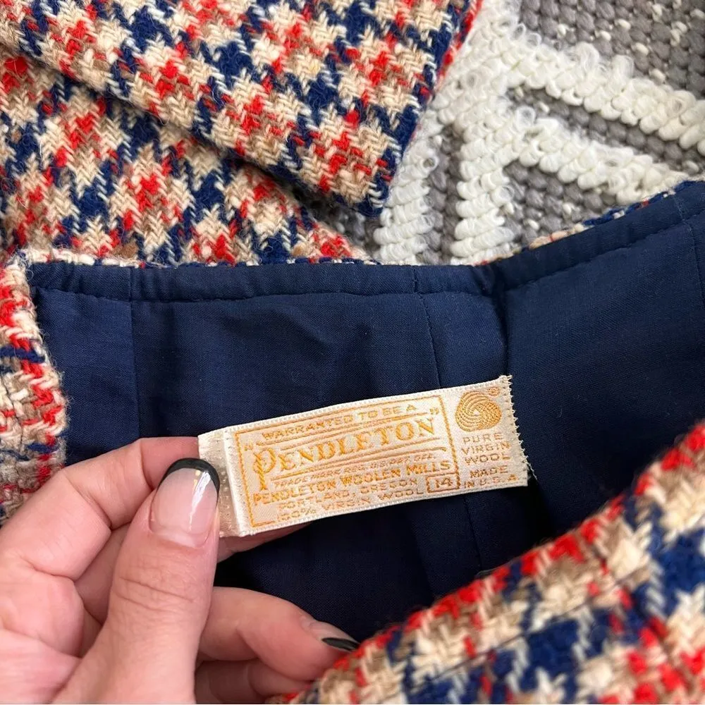 Vintage‎ Pendleton 1970’s houndstooth 2 piece suit set blazer & pants americana - Image 8