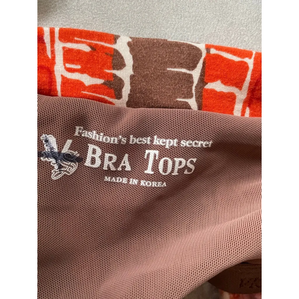 Women's Bra Tops Orange Brown Strapless Maxi Dress AM Size M - Image 3