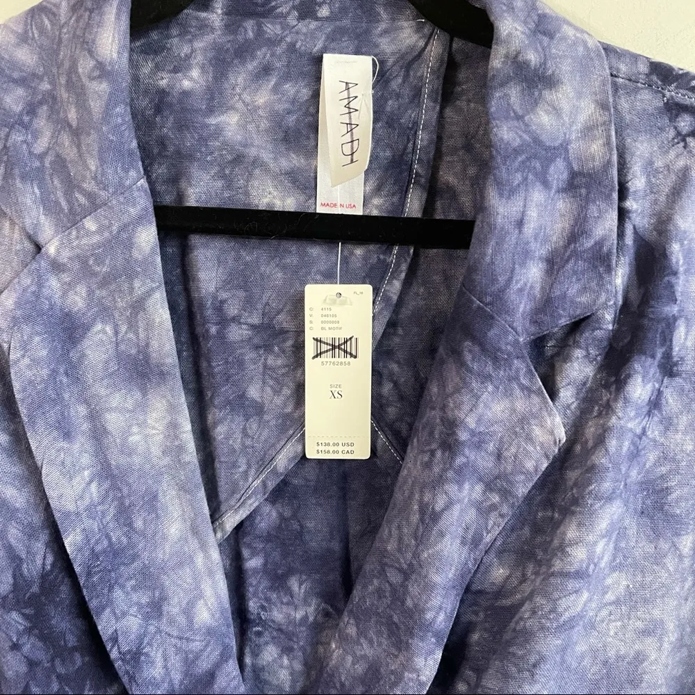Anthropologie Amadi blue‎ relax fit tie dye blazer jacket size XS - Image 4