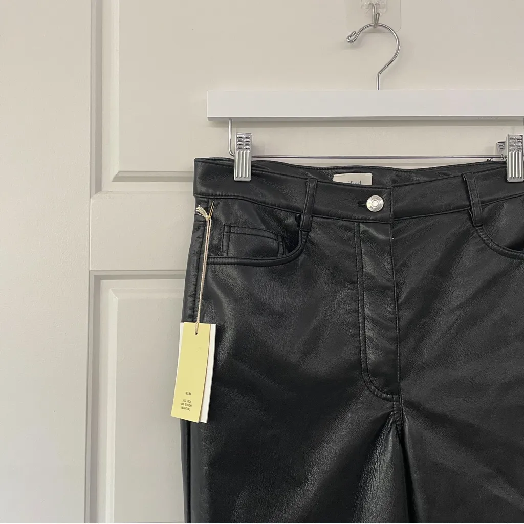 NEW Aritzia Wilfred Melina Pant Vegan Leather High Rise Straight Leg Tall - Image 12