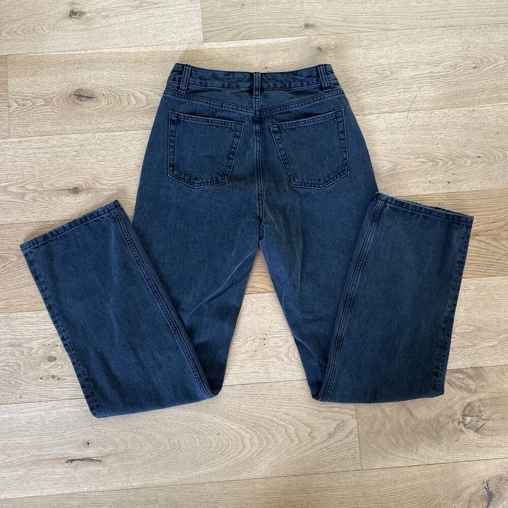 House of CB - Straight Leg High Waist Jeans In Faded Black - Image 4