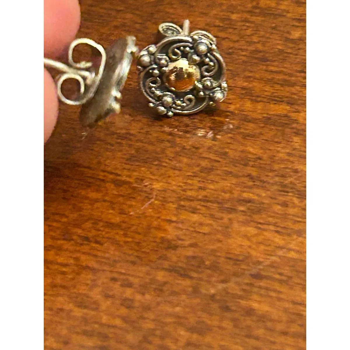 925 sterling silver 14 k gold stud earrings romantic vintage cute 1.68g m12 - Image 4