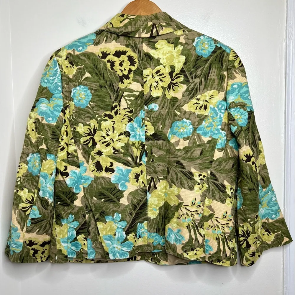 Ann Taylor LOFT Floral Botanical Print Blazer Jacket Size 12 Vibrant Tropical - Image 5