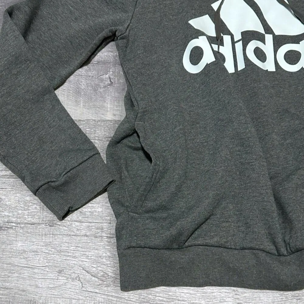 Adidas Essentials Big Logo Fleece Hoodie Sweatshirt Womens L Dark Grey Athletic - Image 2