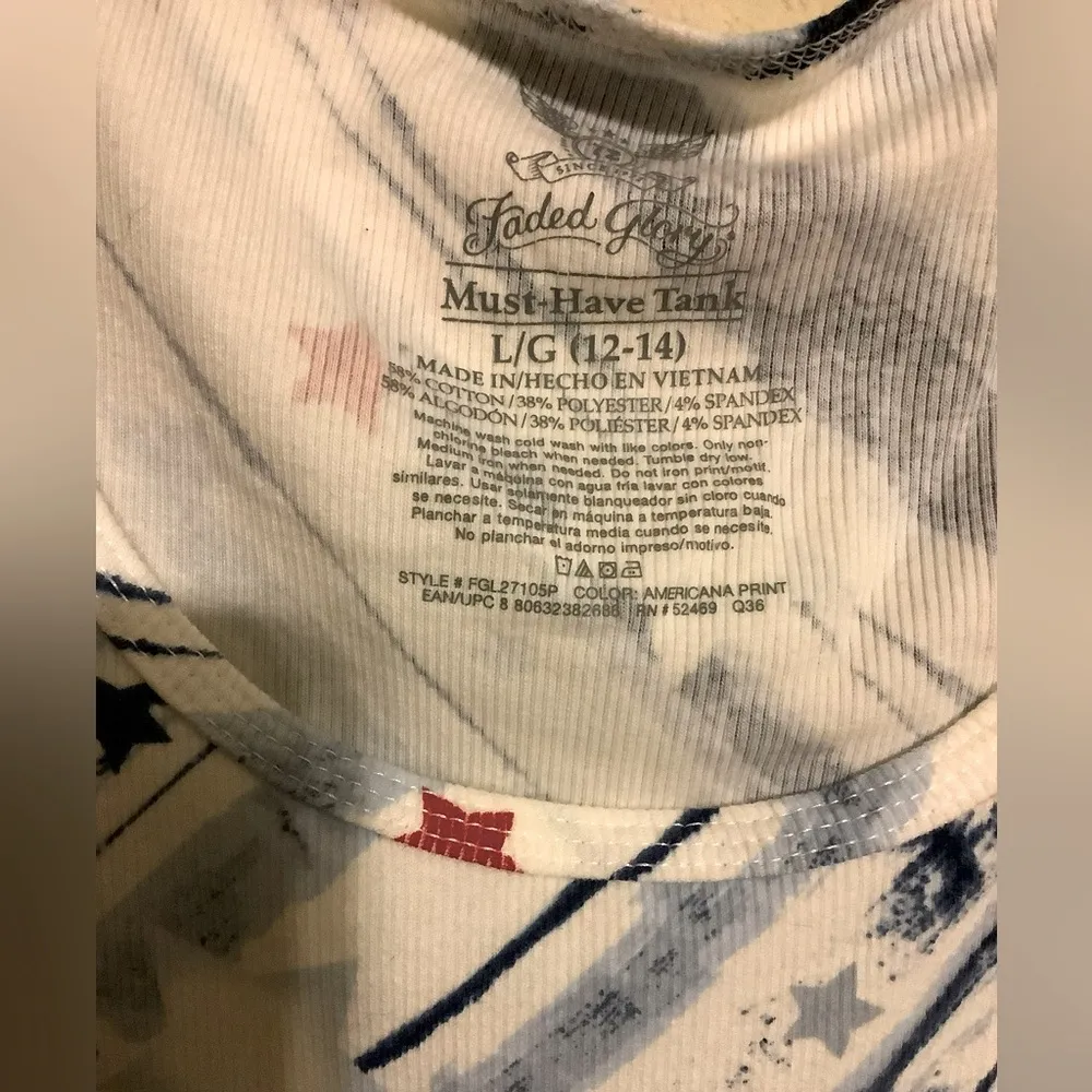 Faded Glory Juniors Red, White & Blue Tank. God Bless America 🇺🇸 Worn Once. - Image 3