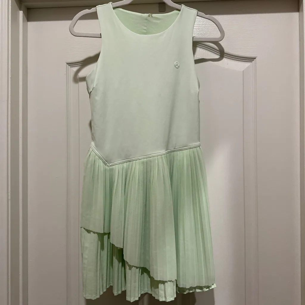 Lululemon Tiered Pleats Kohlrabi Green Tennis Dress - Image 6