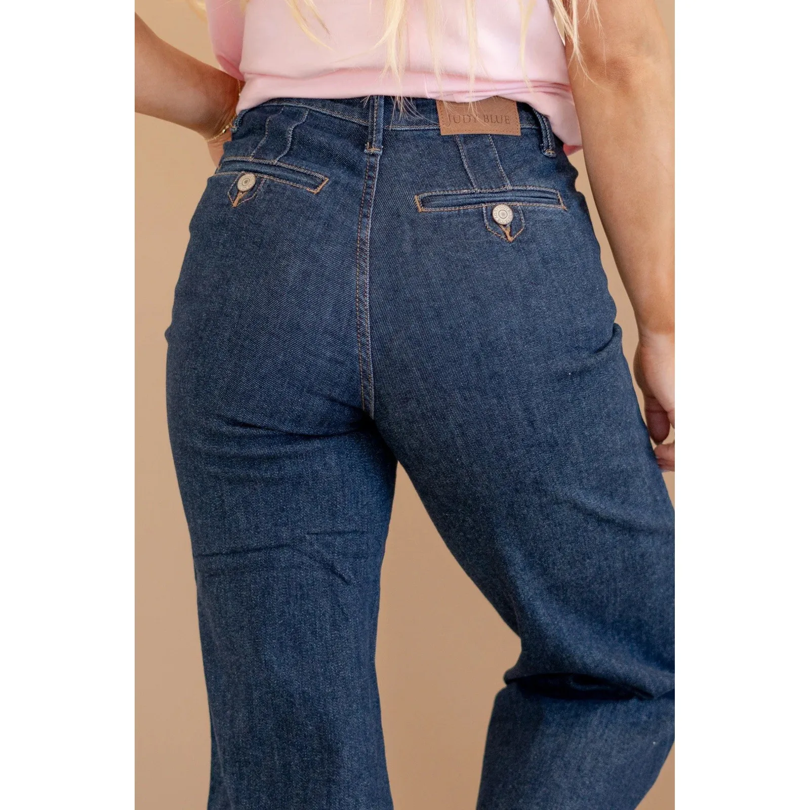 Judy Blue Size 11/30 Wide Leg Dark Wash Denim Cropped Jeans High Rise Tummy Ctrl - Image 2