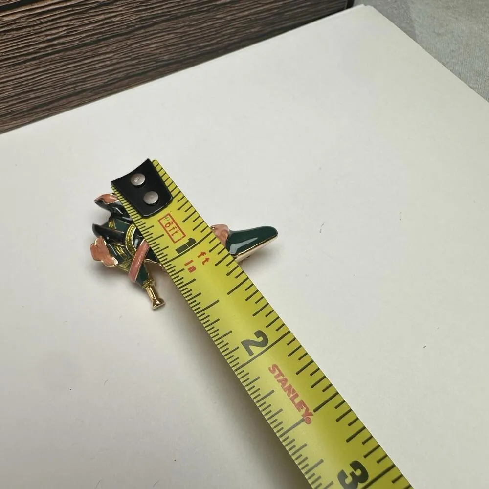 Kenneth Jay Lane KJL Green Enamel High Heel Shoe Brooch Pin Gold - Image 2