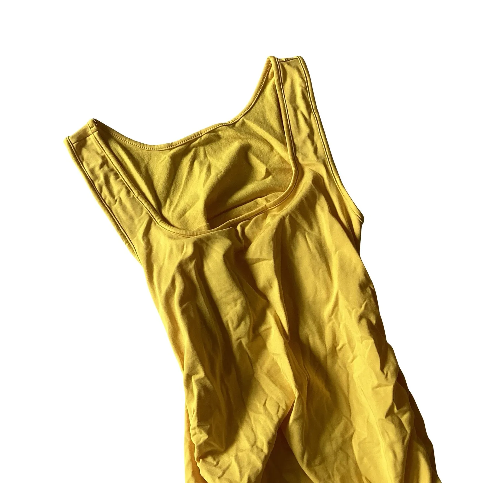 Square Neck Ruched Midi Dress Yellow - Image 5