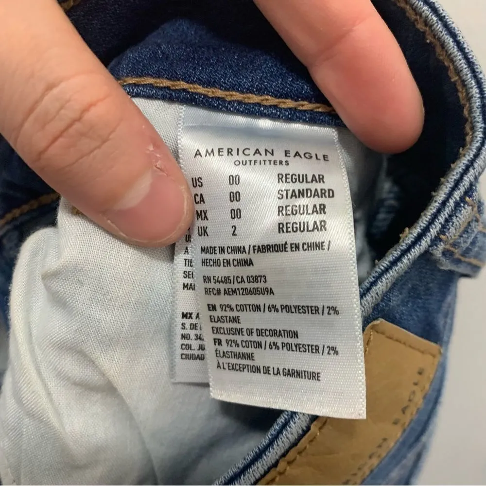 American Eagle Distressed Hi Rise Mini Super Stretch Skirt Size 00 - Image 8