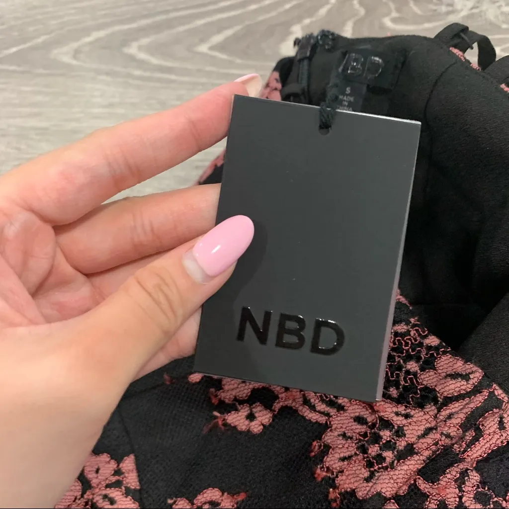 NBD Revolve Cahuenga Mini Lace Black Pink Dress - Image 6