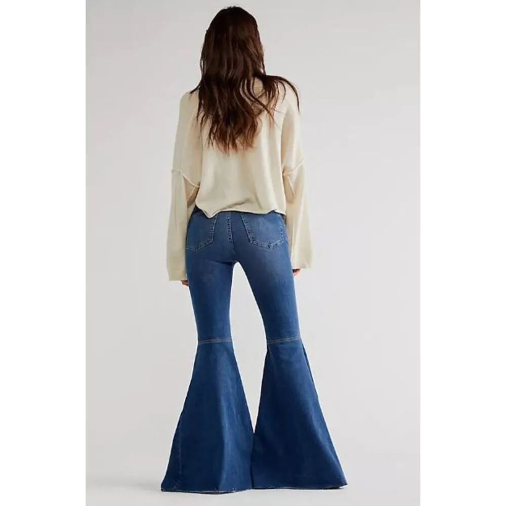 We The Free People Womens Jeans Just Float On Flare Denim High Rise Stretch 26R - Image 4