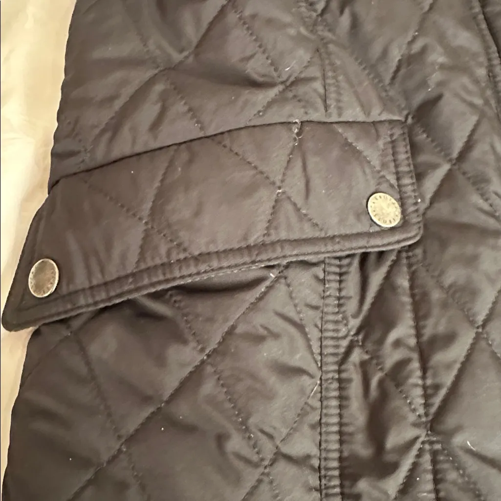 Talbots Black Quilted Puffer Coat with Plaid Lining SP - Image 4