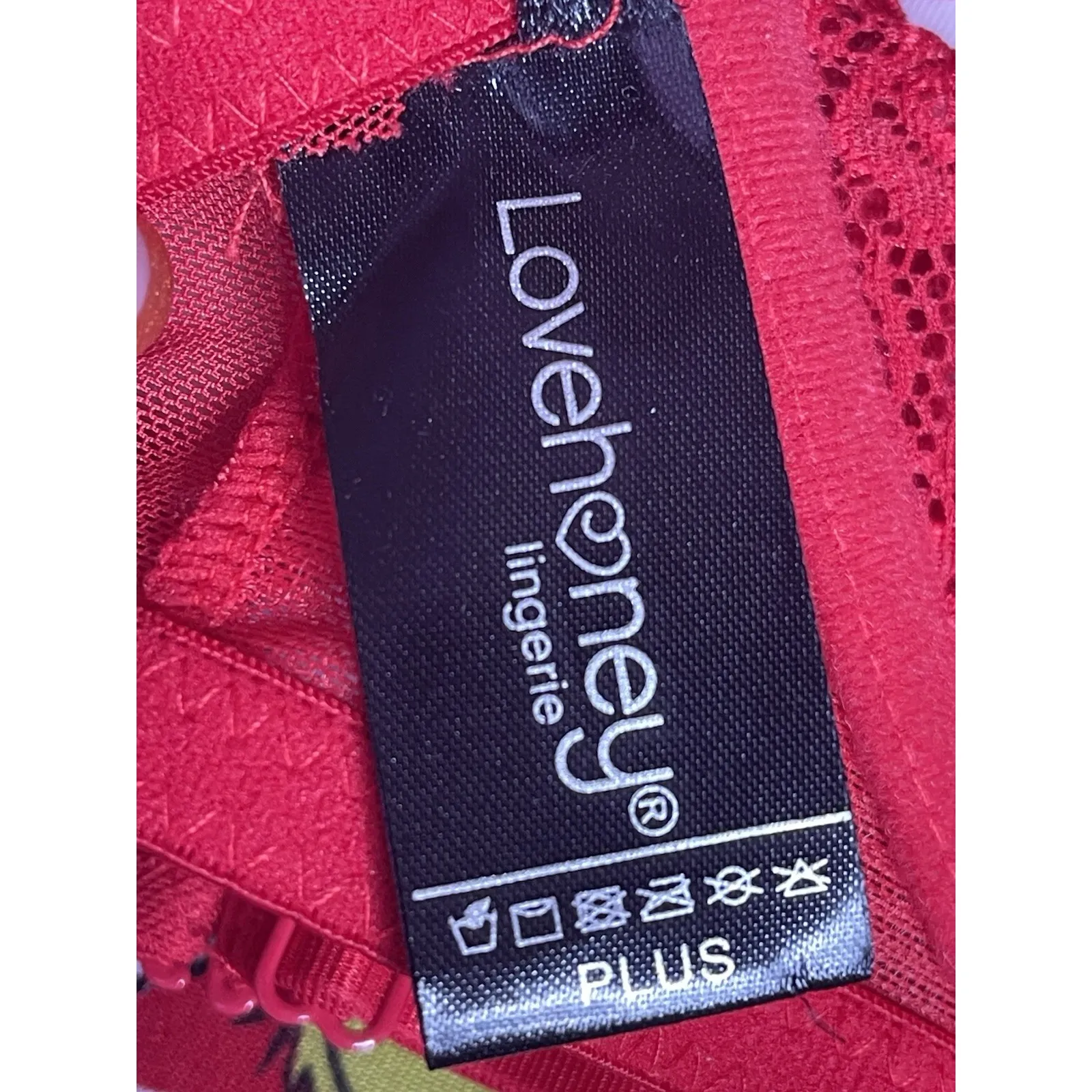 Love Honey 1X/2X Sexy Lingerie Red Lace Built In Push Up Underwire Bra Size XL - Image 3