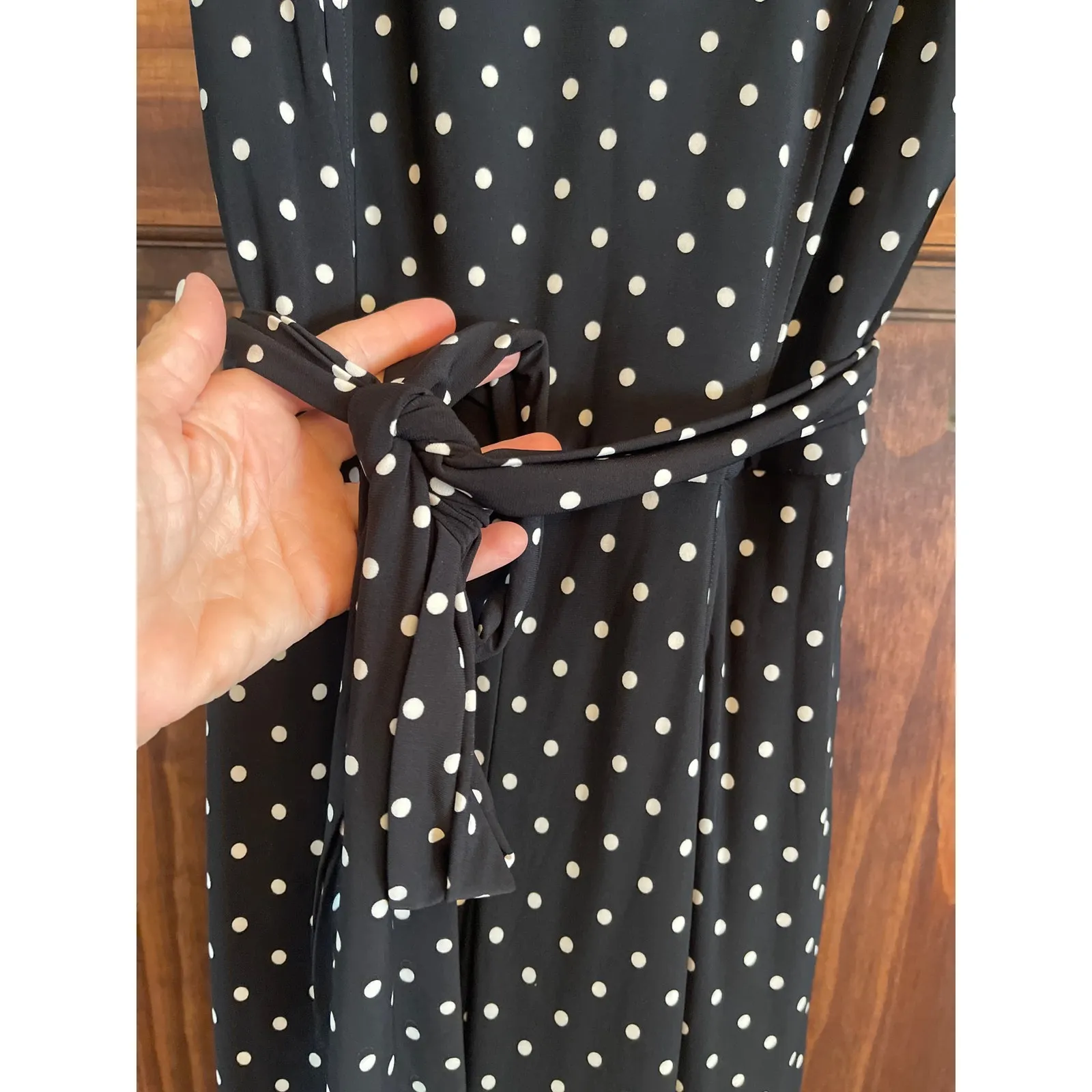 Lauren Ralph Lauren polkadot jumpsuit wide leg size 6 Black - Image 4