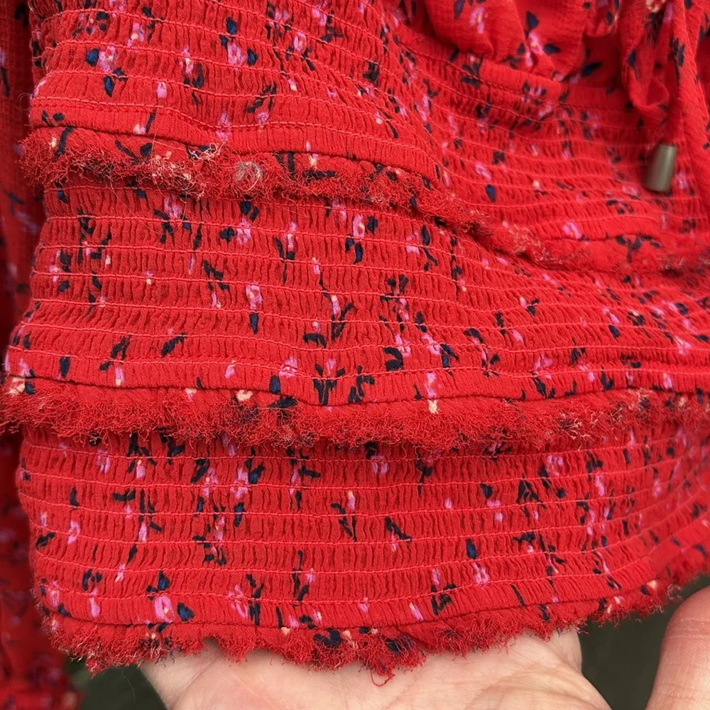 EUC Free People Lolita Red Floral Top Size Small - Image 8