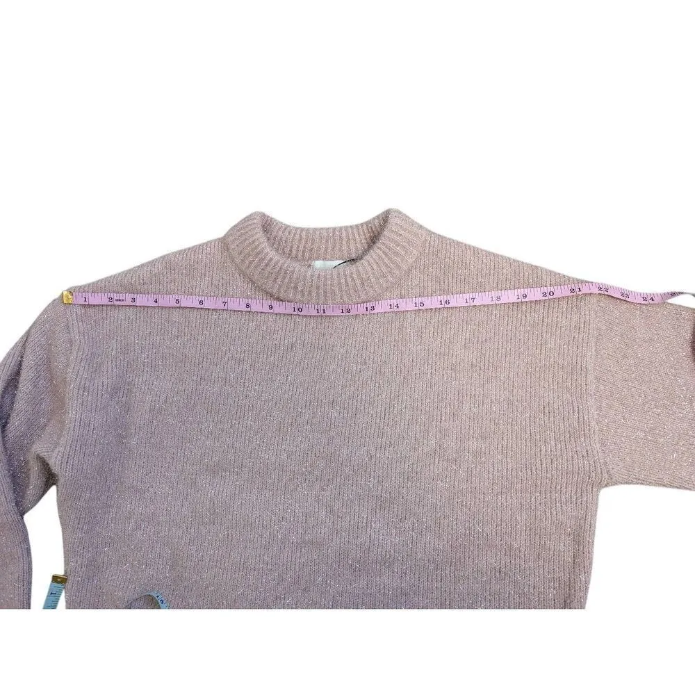 H&M blush metallic cropped sweater top size Small - Image 6