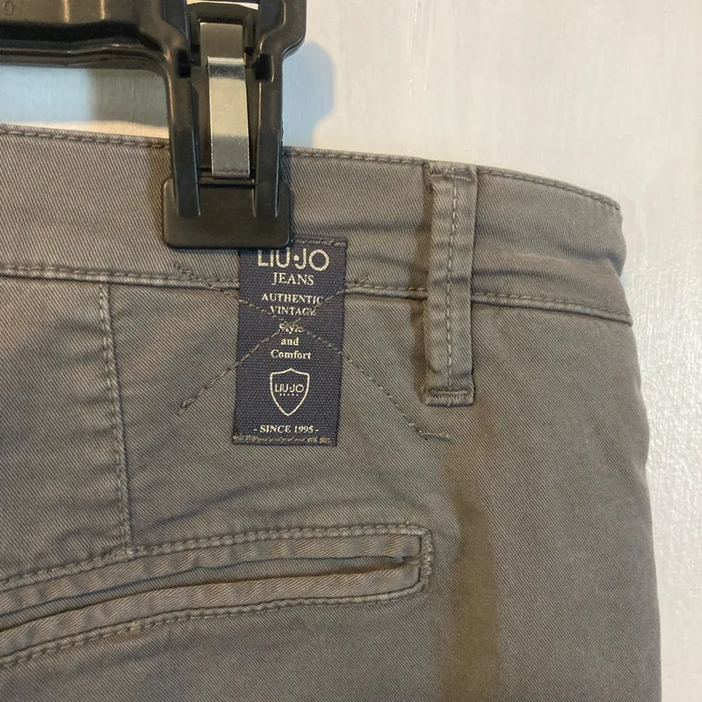 Liu Jo women’s size 33 gray silver studded GEORGE stretchy chino pants 34x33 - Image 7
