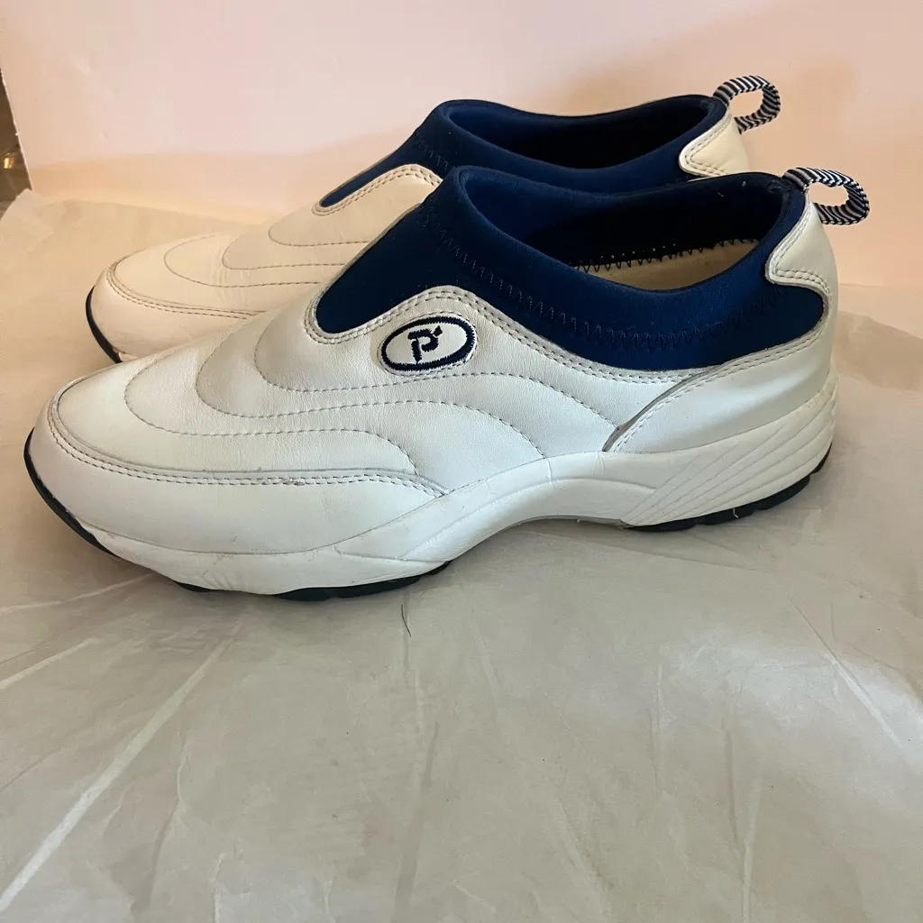 PROPET WASH & WEAR SLIP ON SNEAKERS WOMENS WHITE NAVY SZ 9 PREOWNED - Image 3